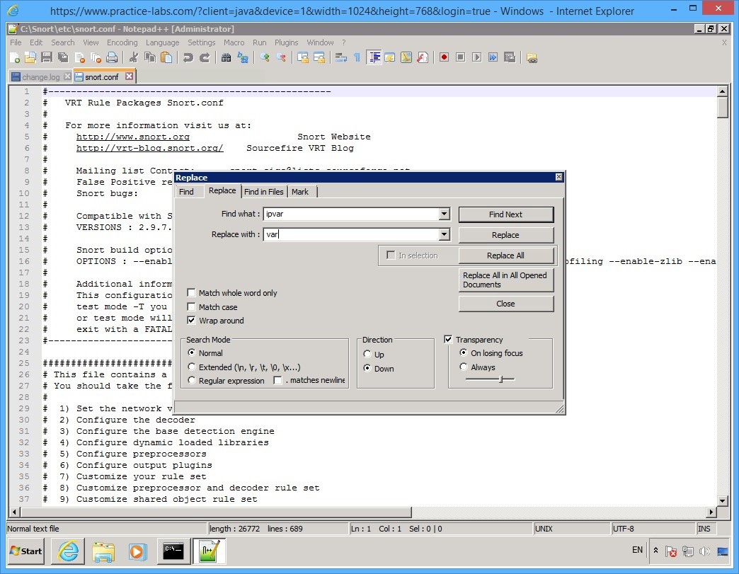 Practice Labs screenshot.
